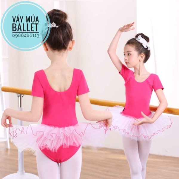 Váy múa bèo cầu ngực 4 màu phối trắng