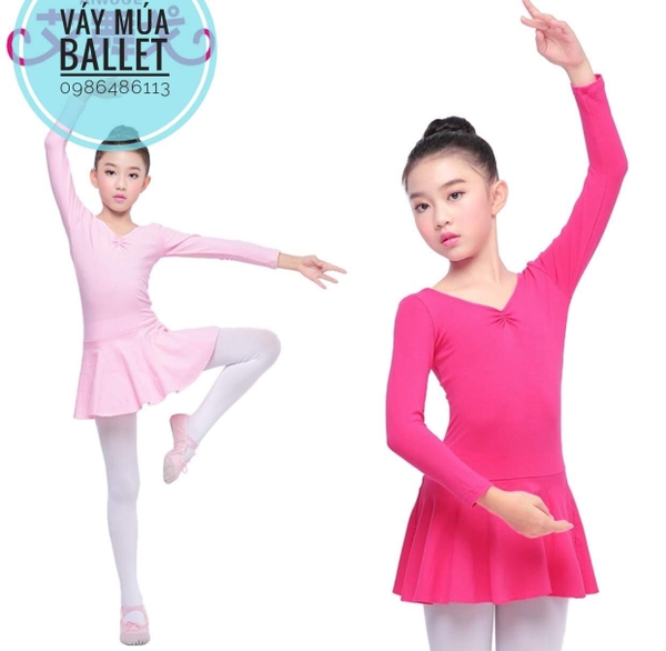 Váy ballet tập cotton dài hồng