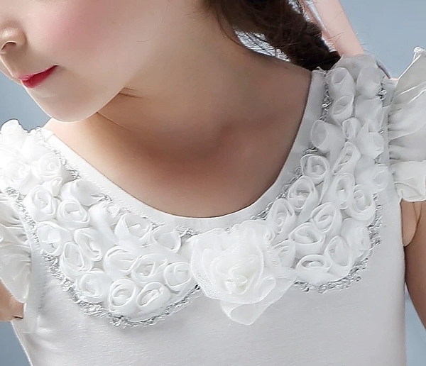 Váy múa cổ hoa hồng (trắng, hồng)
