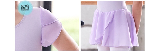 Váy tập múa tay búp voan chéo tím