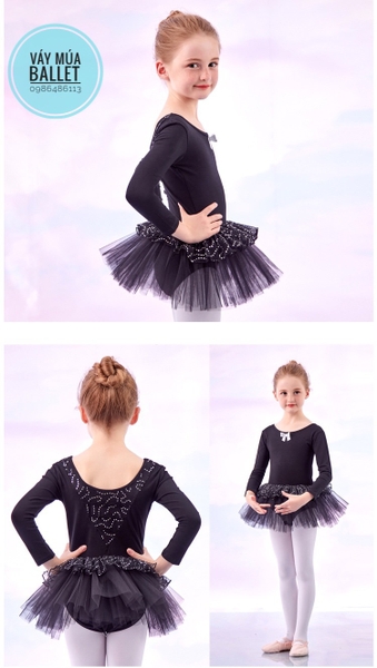 Váy múa nơ bèo lấp lánh dài (nhiều màu)