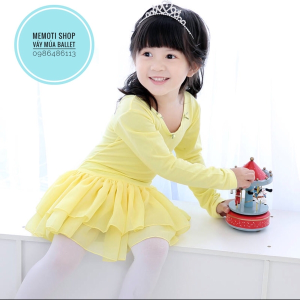 Váy múa hoa cổ 2 tầng dài