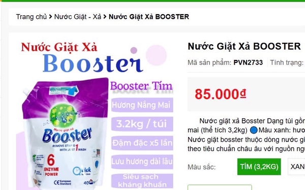 Túi nước giặt Booster tím 3.2L