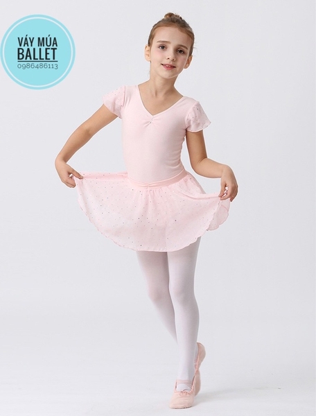 Set áo váy tập múa tay búp sao (tím, xanh, hồng)