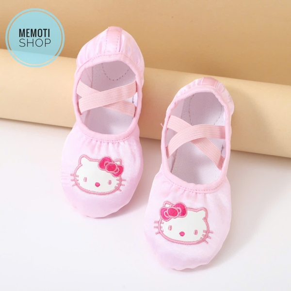 Giày múa satin mềm (kitty, vương miện, nơ)