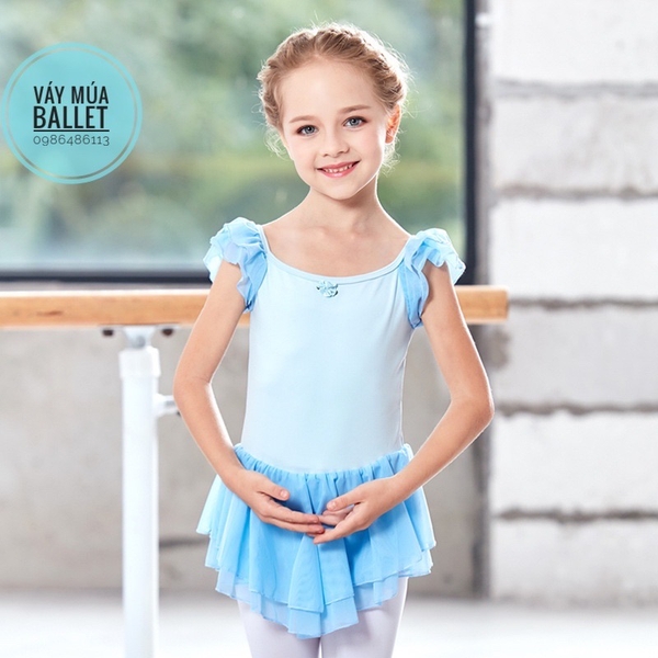 Váy tập múa tiên voan 2 tầng (hồng, xanh, tím, đen)