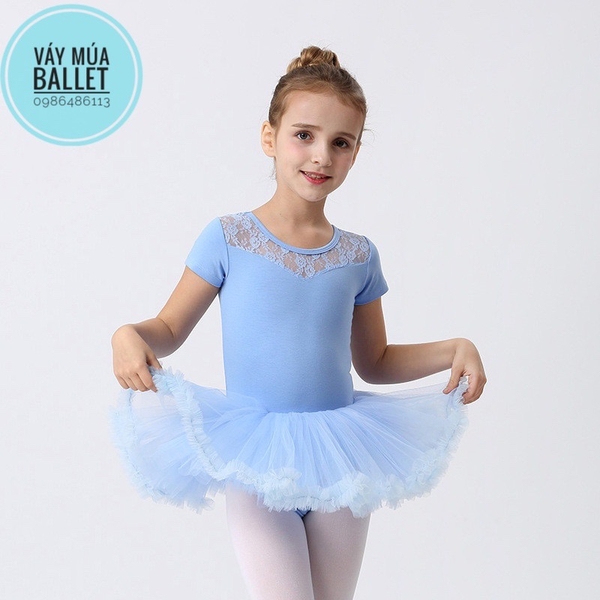 Váy múa ren tutu ngắn tay (hồng, xanh, đen)