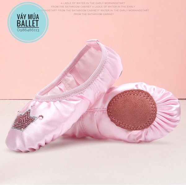Giày vải múa satin vương miện kimsa