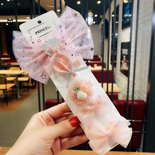 Set kẹp tóc nơ công chúa