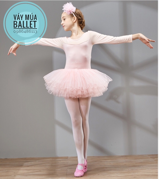 Váy múa phối voan dài tay