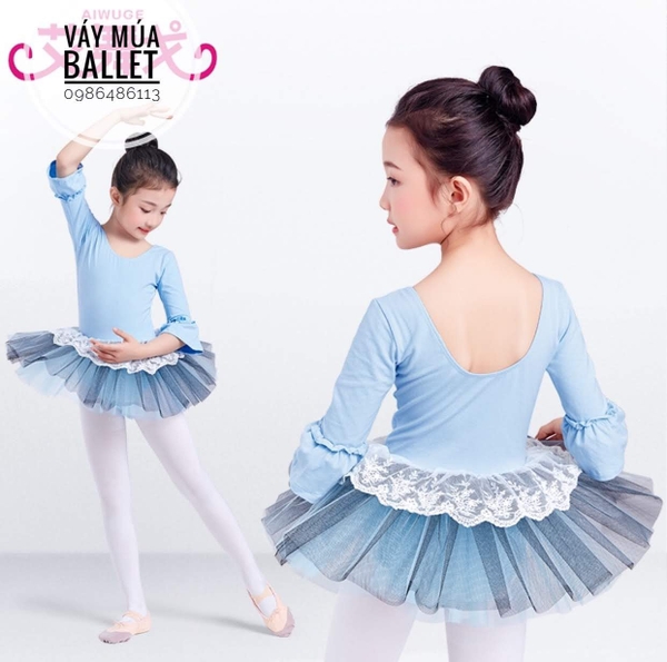 Váy múa bèo ren tay lỡ xanh