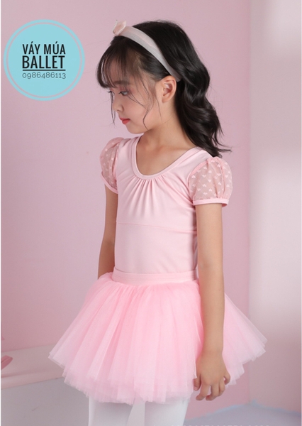 Set áo váy múa phối ren tay lưng