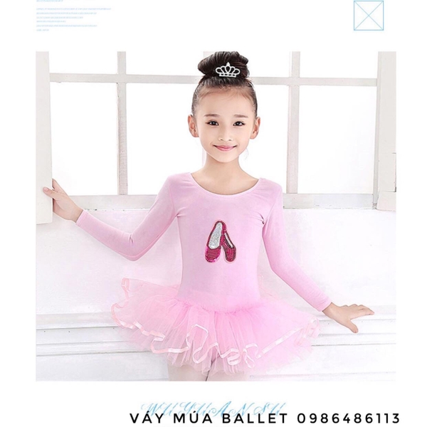 Váy múa kimsa giày đen dài tay