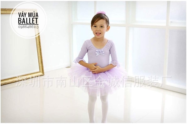 Váy múa tay loe lỡ tím