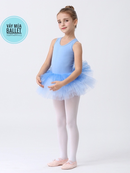 Váy múa ba lỗ sao lấp lánh (tím, đen, hồng)