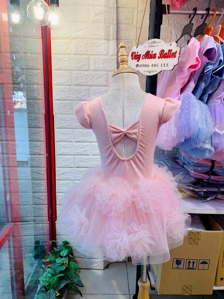 Váy múa cotton đá tiên hoa voan mềm