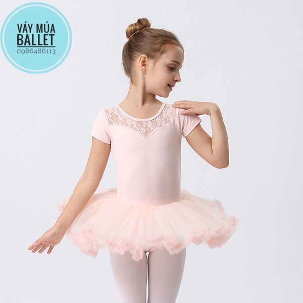 Váy múa ren tutu ngắn tay (hồng, xanh, đen)