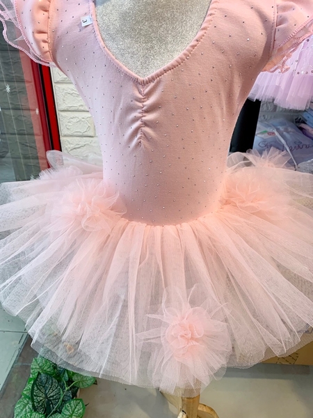 Váy múa cotton đá tiên voan hoa bồng