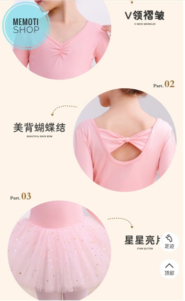 Váy múa nơ lưng sao tay ngắn (tím, xanh, hồng)