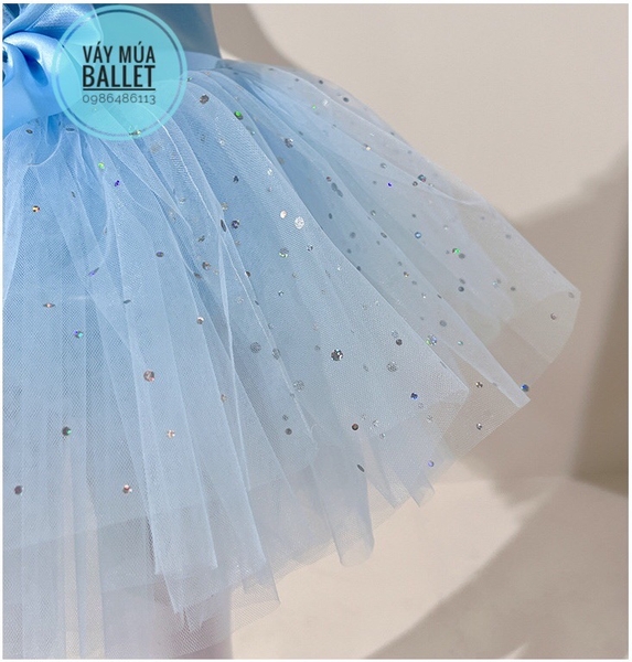 Váy múa đan lưng sao dài tay (hồng, xanh, vàng, tím, cam)