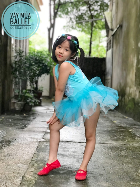 Váy múa ba lỗ kimsa bướm xanh