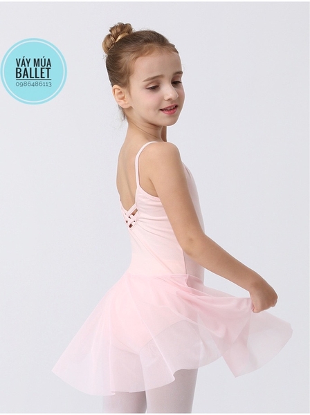 Váy tập múa 2 dây đan lưng (hồng, tím, xanh, đen)