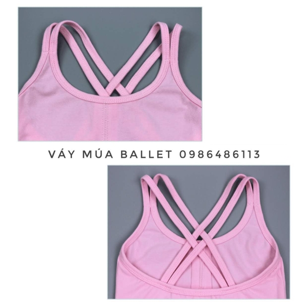 Set áo váy tập múa 2 dây đan chéo (hồng, xanh, đậm)