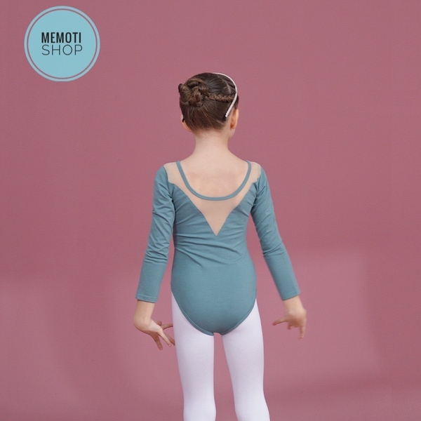 Set áo váy múa V lưng dài tay trắng