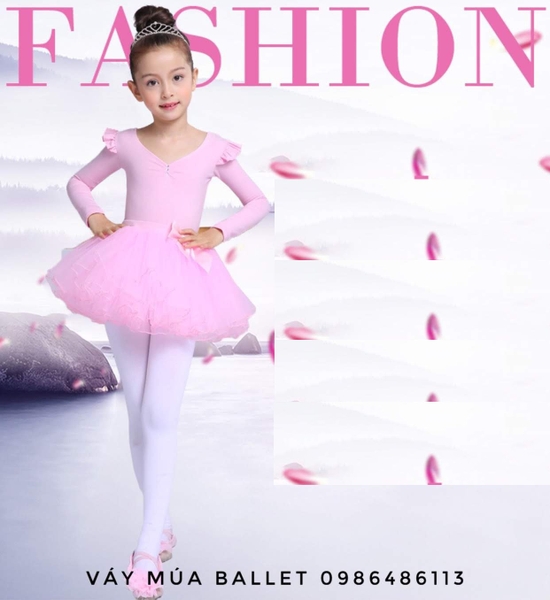 Set áo váy múa nơ dài tay