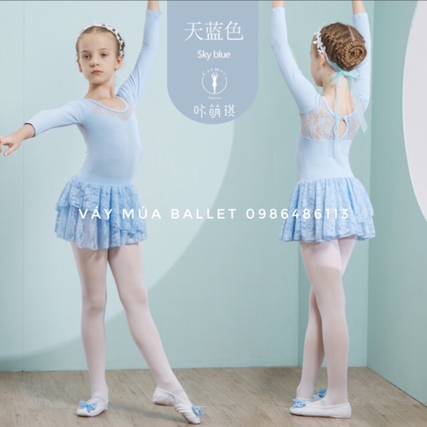 Váy tập múa ren tầng dài tay