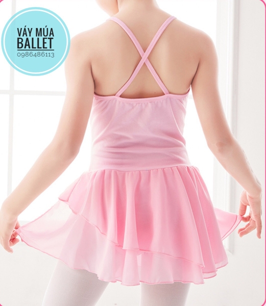 Váy tập múa 2 dây voan chéo (nhiều màu)