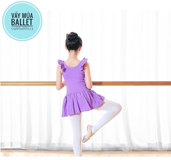 Váy tập múa cotton nơ tay tiên