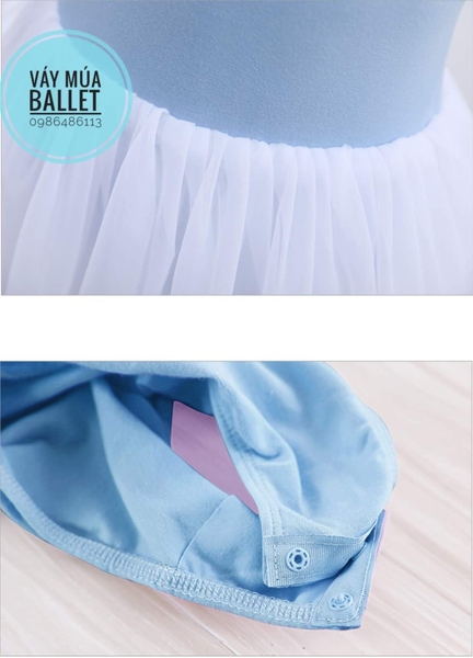 Váy múa tay ngắn nơ lưng voan mềm