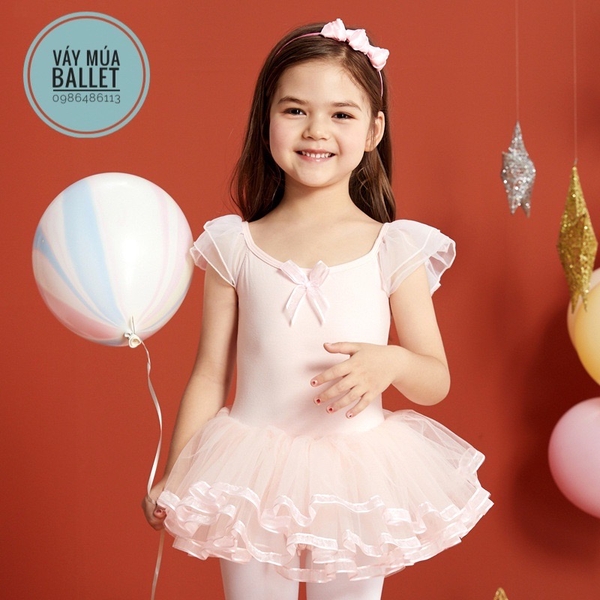 Váy múa tiên nơ viền new (tím, xanh, hồng)