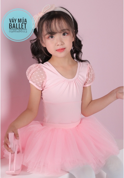 Set áo váy múa phối ren tay lưng