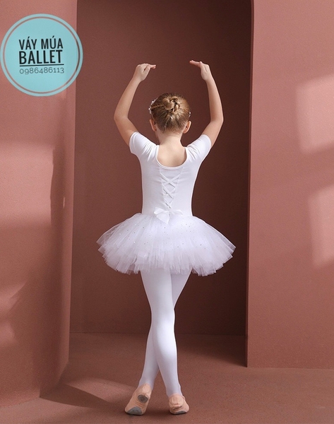 Váy múa đan lưng sao ngắn tay (nhiều màu)