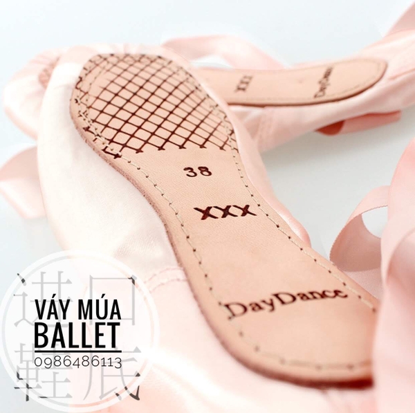 Giày múa ballet mũi cứng kèm lót silicol người lớn, trẻ em