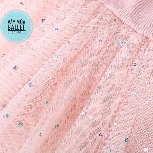 Váy múa 2 dây sao lấp lánh (đen, hồng)