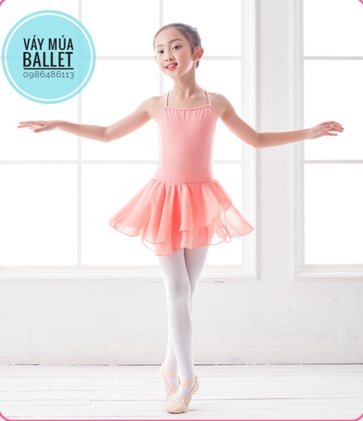 Váy tập múa 2 dây voan chéo (nhiều màu)