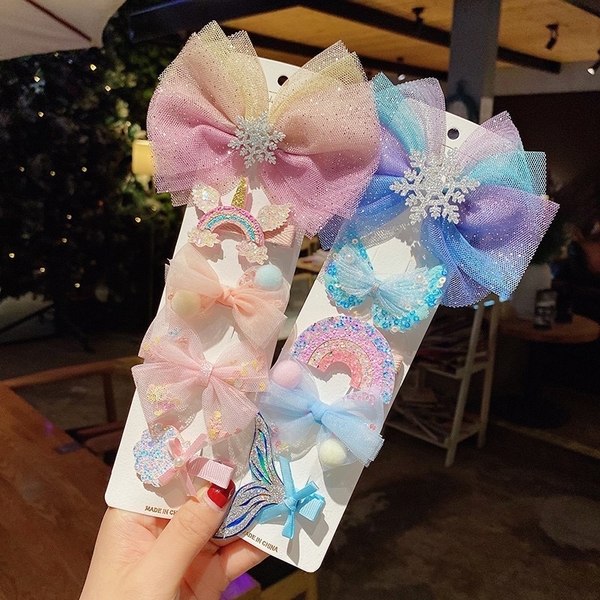 Set kẹp tóc nơ công chúa