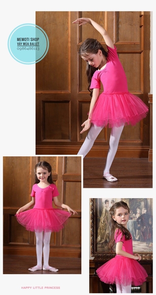 Váy múa ballet ngắn tay (hồng, tím, trắng, đậm)