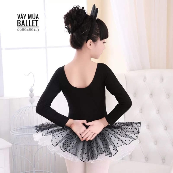 Váy múa basic dài tay màu đen