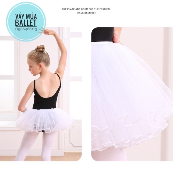 Chân váy múa xòe bồng 4 tầng (tím, xanh, hồng, đen, trắng)