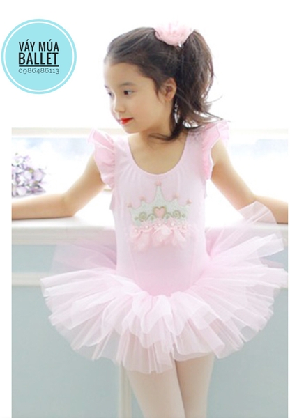 Váy múa vương miện hồng phấn
