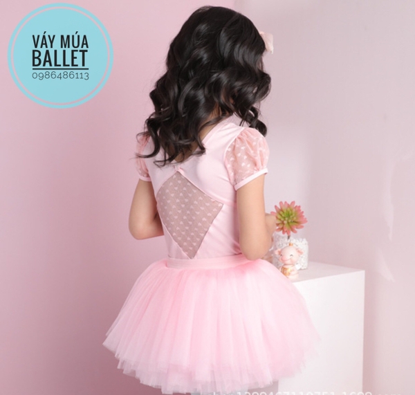 Set áo váy múa phối ren tay lưng