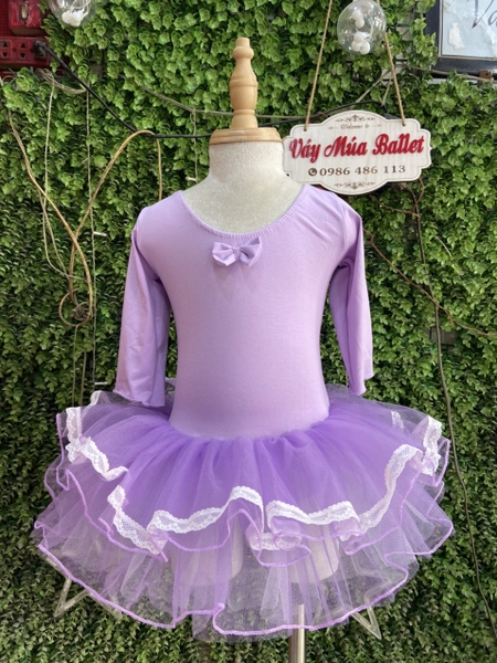 Váy múa đan lưng tay lỡ tím