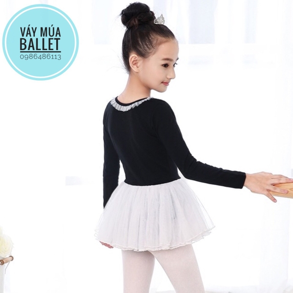 Váy múa voan mềm phối màu dài tay