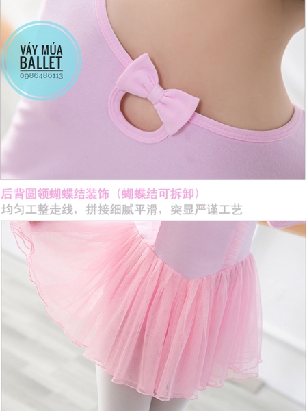 Váy múa nơ lưng voan lụa mềm dài tay