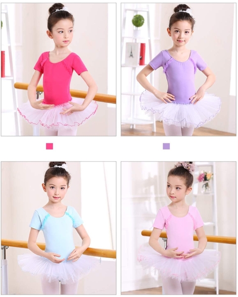 Váy múa bèo cầu ngực 4 màu phối trắng