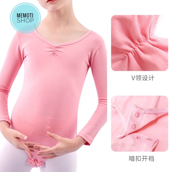 Áo tập múa basic dài tay (tím, hồng)